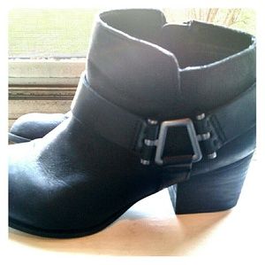 Aldo black leather biker booties